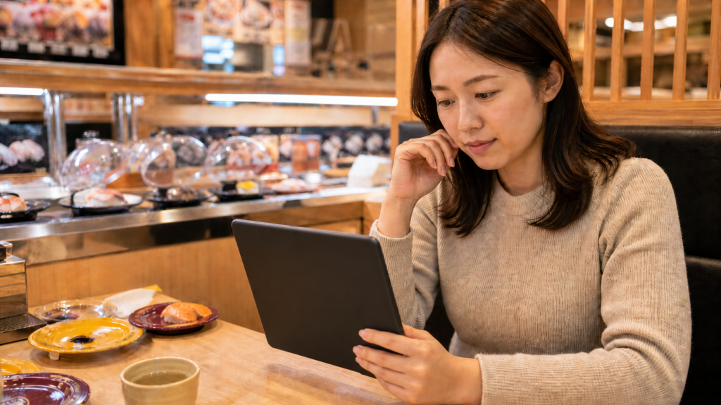 タブレット端末での注文は一覧性が低く、探索性が弱いため、探しにくい
